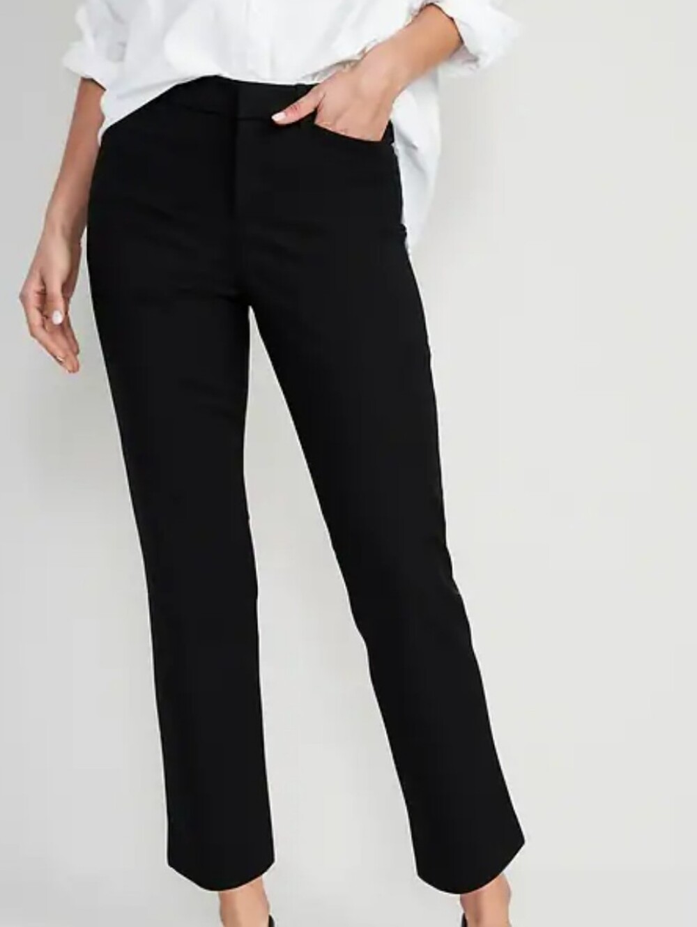 Old Navy High Waisted Pixie Straight Pants Black Secret Smooth Pockets Sz 18